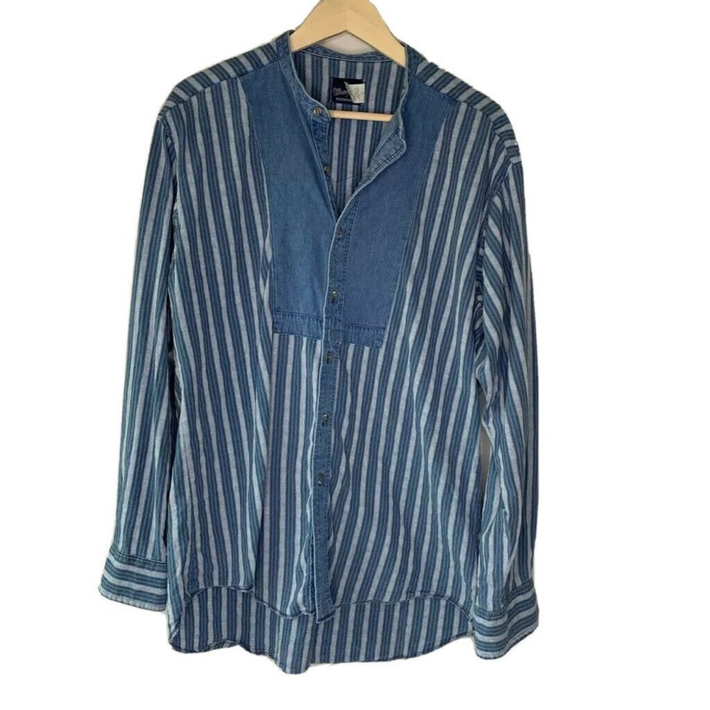 Wrangler Blue Striped Casual Button-Down Shirt